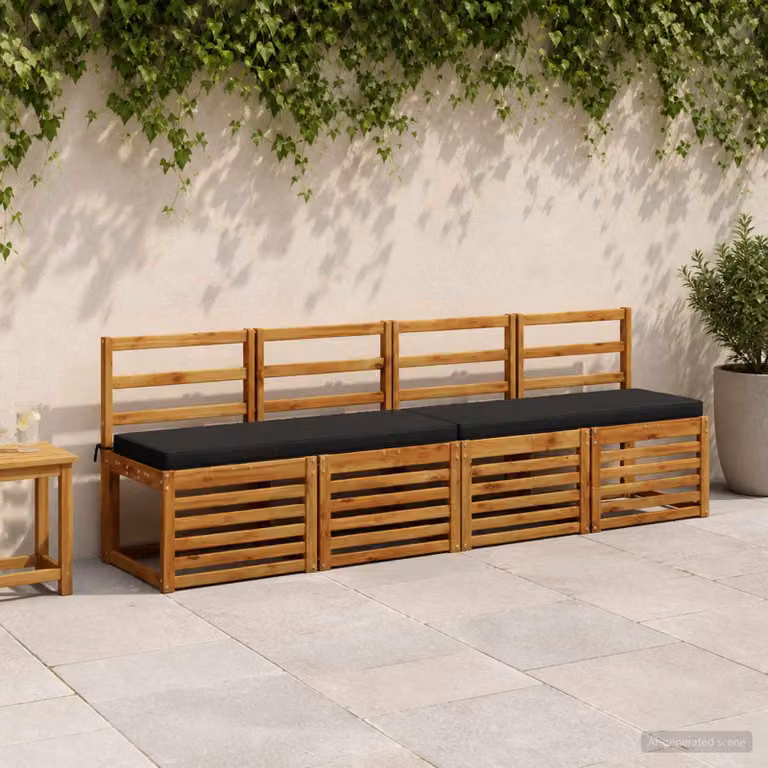 Cuscino per panchina vidaXL VUGHT nero in poliestere con rivestimento lavabile e resistente ai raggi UV