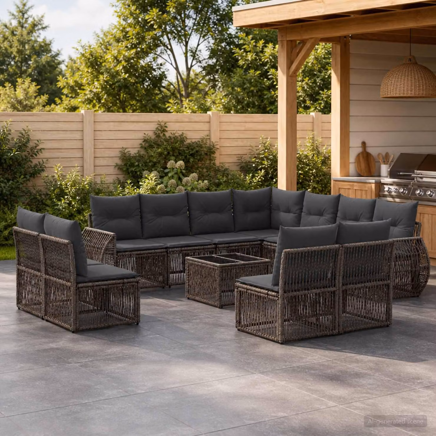 Maison Exclusive - Set di divani da giardino, 12 pezzi, grigio e grigio scuro, in rattan sintetico