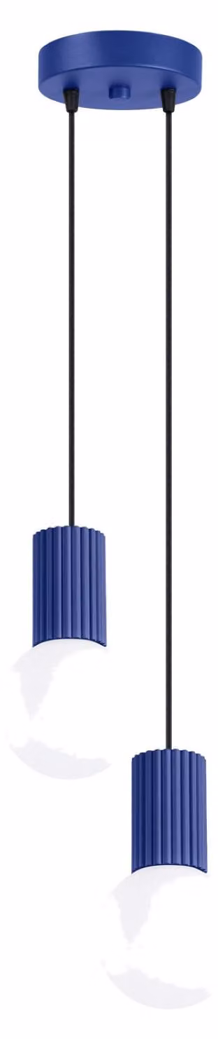 Lampada a sospensione HALO 2P oltremare 2xG9 8W alluminio/vetro 120x15x15cm Sollux Lighting
