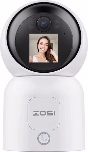 Baby Monitor Zosi C 519M con Camera IP Wireless 4MP HD, Schermo da 1,44 Pollici, Connessione Wifi 2,4G/5G e Controllo App, Colore Bianco