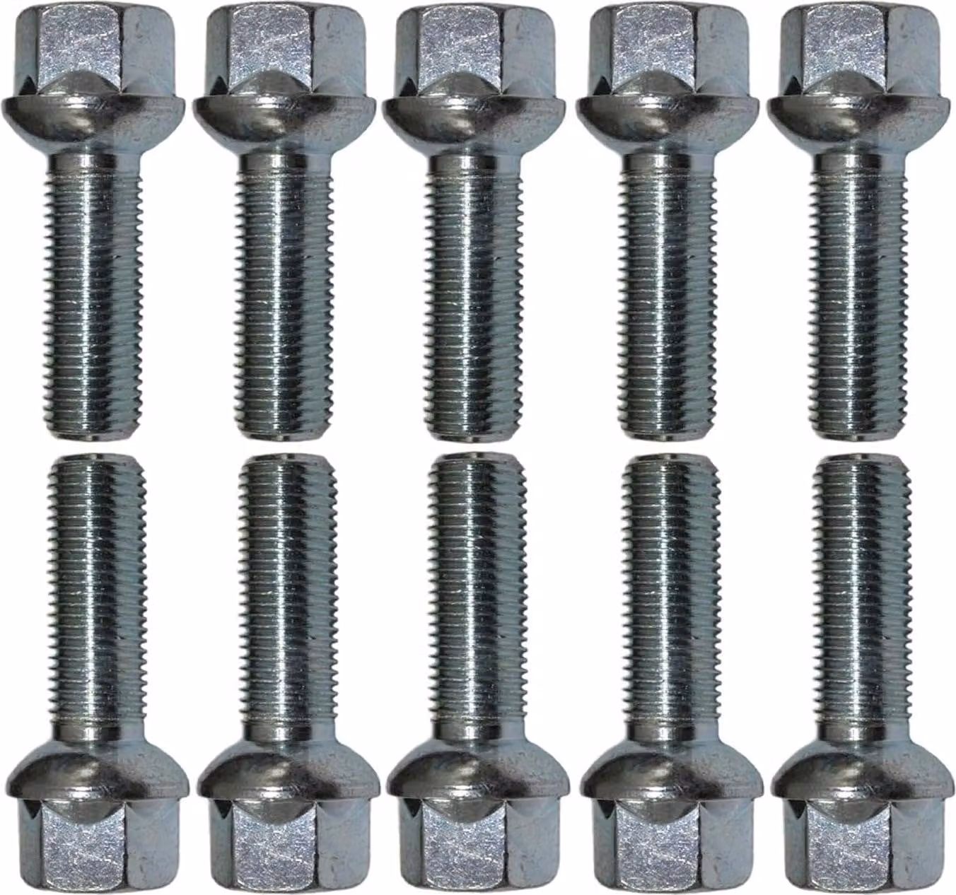 10 viti per cerchi in acciaio M14x1,5, lunghezza 55mm, conica a 60°, colore argento, compatibili con Citroën C8, C8 Van, Dispatch I, Dispatch II