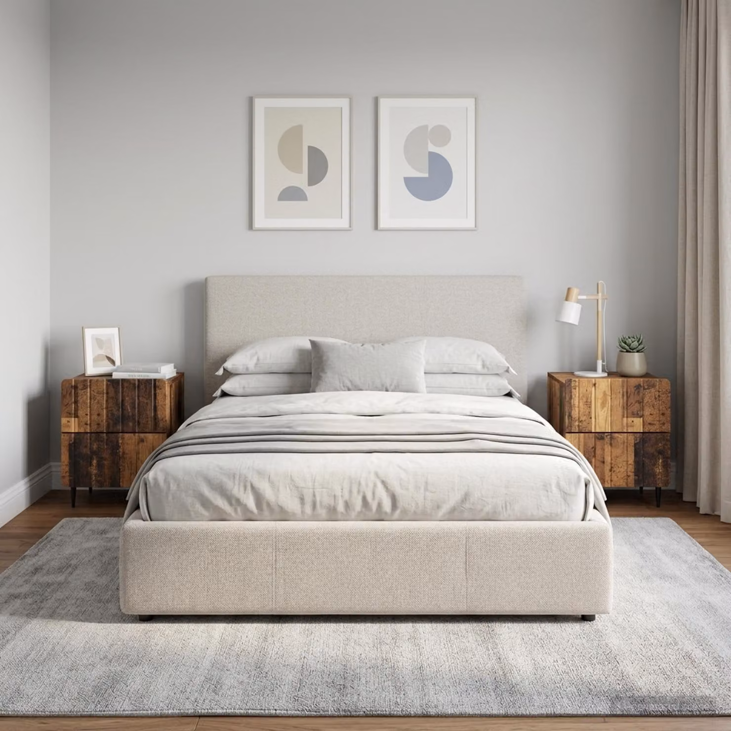 Set di 2 Armadi da Notte vidaXL in Legno Antico, L: 43 cm, P: 34,5 cm, H: 49,5 cm