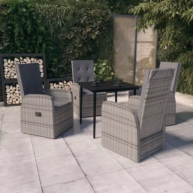 Set da Pranzo da Giardino 5 pz con Cuscini Grigio 3099486