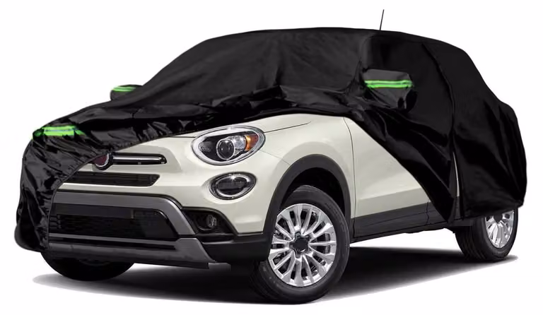 Copertura impermeabile per auto, compatibile con Fiat 500X dal 2015 al 2025, protezione per tutte le condizioni atmosferiche, con porta con cerniera