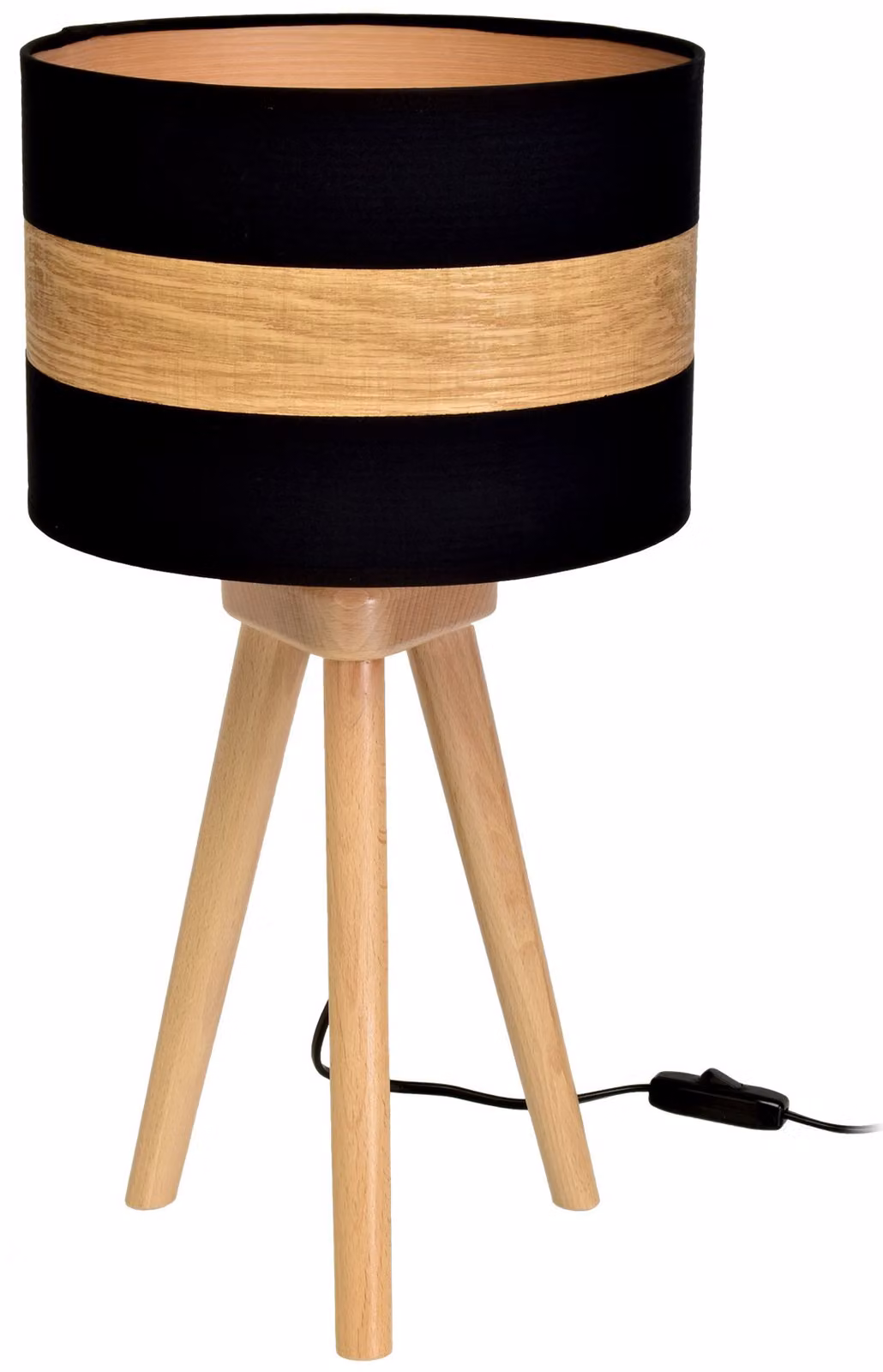 Lampada da tavolo TERRA, legno chiaro e nero, 1xE27x60W, legno, dimensioni: 45x25x25 cm, IP20, Milagro
