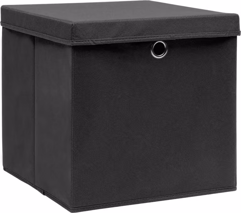 vidaXL Scatole con coperchio 4 pezzi 28x28x28 cm Nero