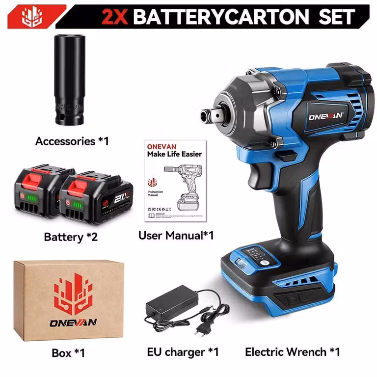 Avvitatore a impatto a batteria - 18 V brushless - attacco quadrato da 1,27 cm - 1200 Nm - 6800 giri/min - 2 batterie - Oro