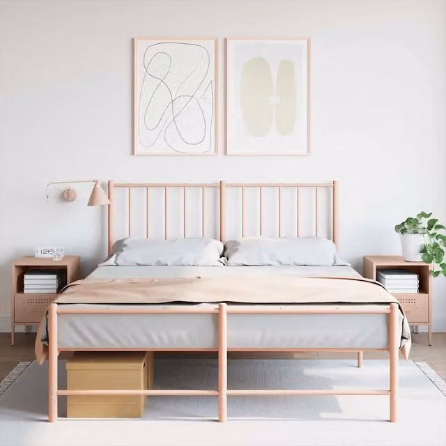 Set di 2 comodini Design Mania in metallo rosa per camera da letto e soggiorno L 36 cm, P 39 cm, H 50,5 cm