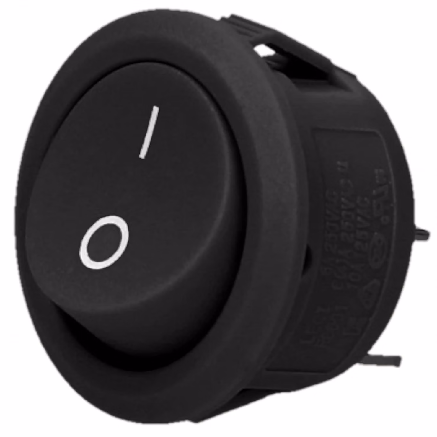 Interruttore a pulsante 230V~ 10A, rotondo, foro di 20 mm, colore nero
