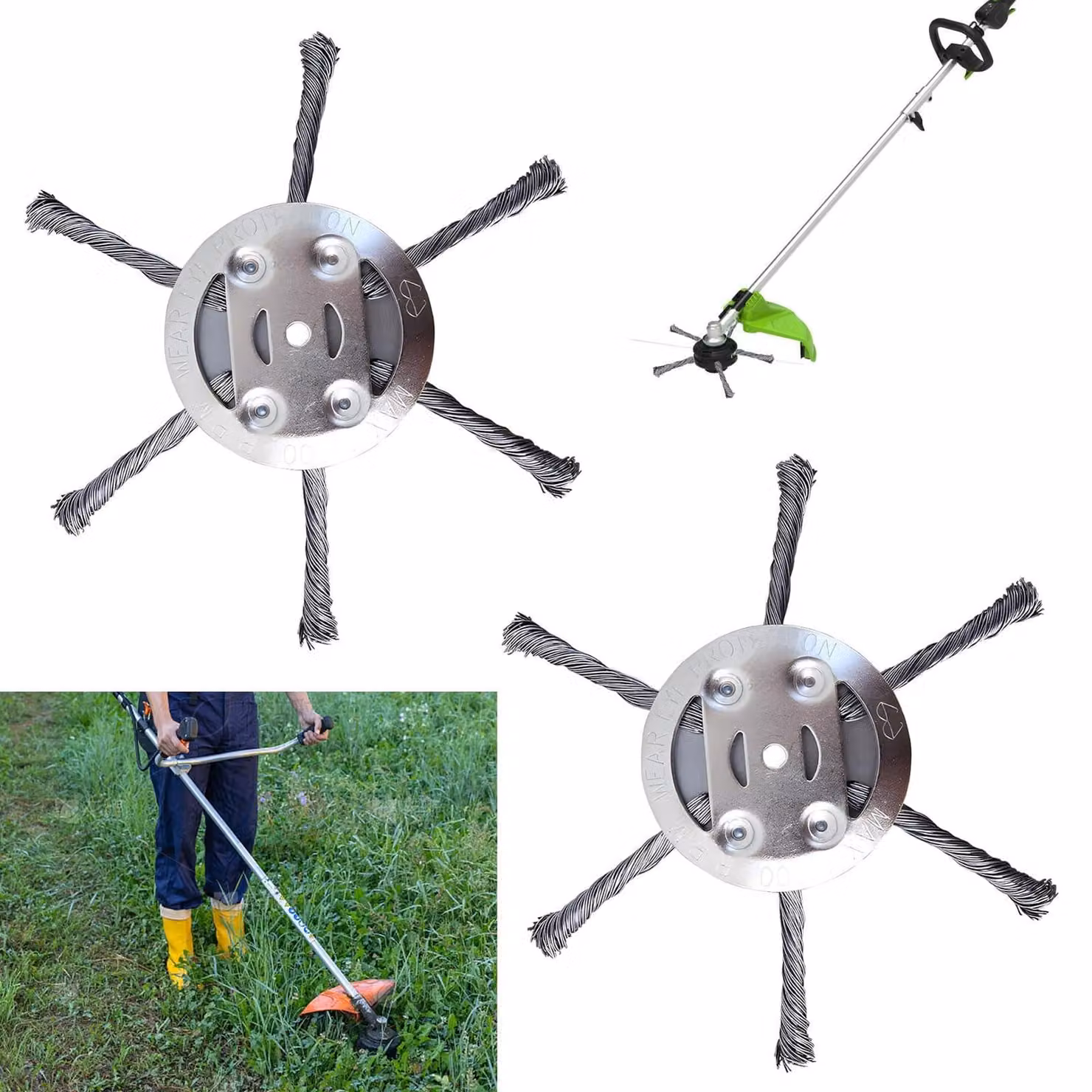 2 fili di acciaio per trimmer da giardino, spazzola per erbacce per trimmer a batteria