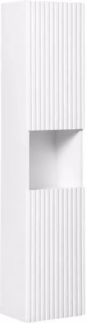 Colonna da bagno Meublorama VANO bianca con 2 ante e nicchia con illuminazione LED, da appendere, L30 x H140 x P25 cm