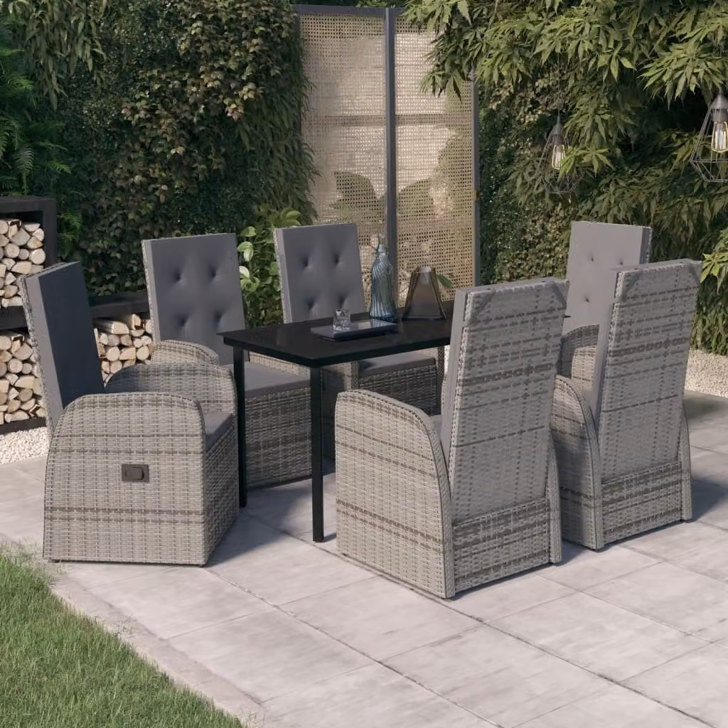 The Living Store Set da pranzo da giardino 7 pezzi con cuscini grigio