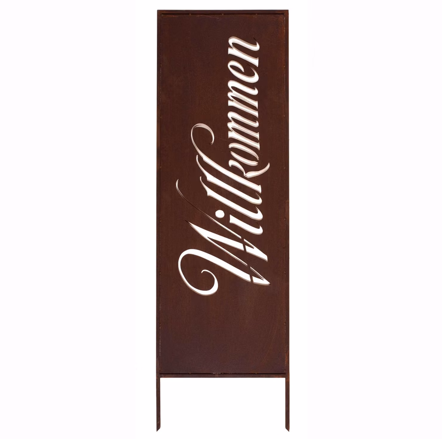 Paravento da Giardino Edelrost Willkommen Ver.2 160x50 cm Pannello Decorativo Effetto Ruggine