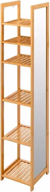 Scaffale a Colonna Five Simply Smart con 5 Ripiani e Specchio in Bambu Marrone L/P/H: 35 x 35 x 168 cm