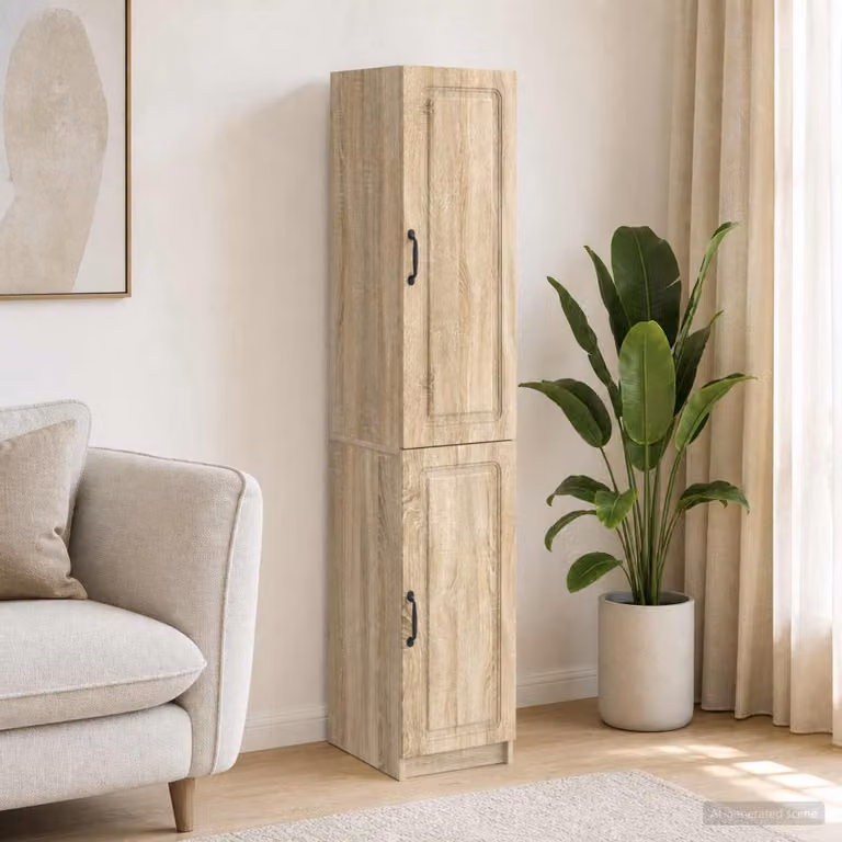 Set di 2 armadi vidaXL in legno ingegnerizzato e MDF colore marrone Rovere Sonoma con ante a battente e ripiani interni per soggiorno o ufficio