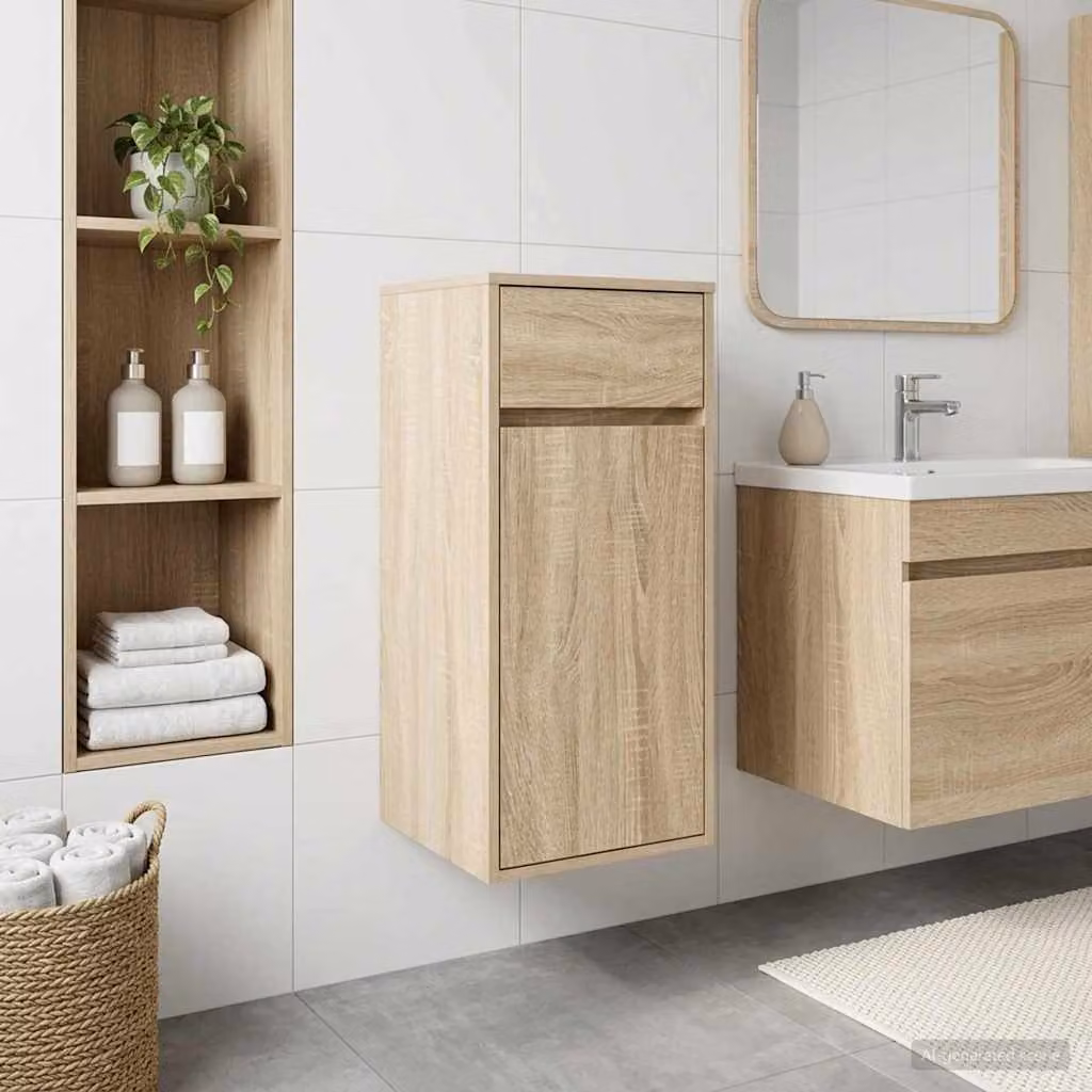 Mobile da bagno moderno vidaXL in legno Rovere Sonoma marrone L: 35 cm, P: 36,5 cm, H: 85 cm