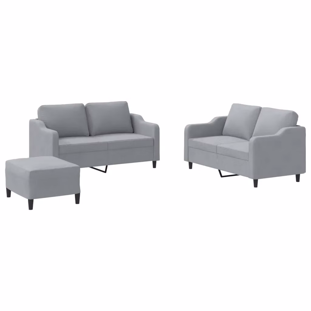 vidaXL Set di Divani 3 pz Moderno in Tessuto Grigio con Cuscini – 2
