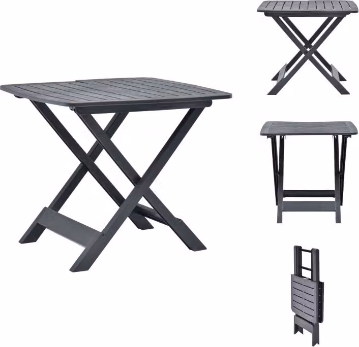 vidaXL Tavolo da giardino pieghevole antracite 79 x 72 x 70 cm in plastica - Tavoli da giardino