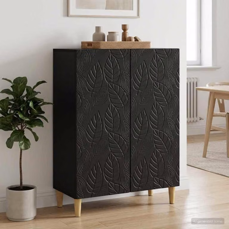 Credenza moderna vidaXL in legno MDF nero L: 66 cm, P: 34,5 cm, H: 90 cm