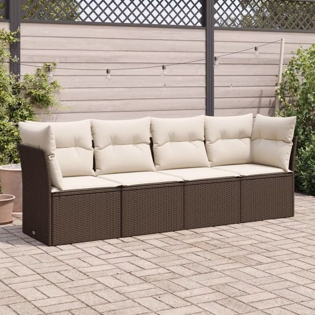 Maison Exclusive - Set Divano da Giardino 4 pz con Cuscini Marrone in Polyrattan