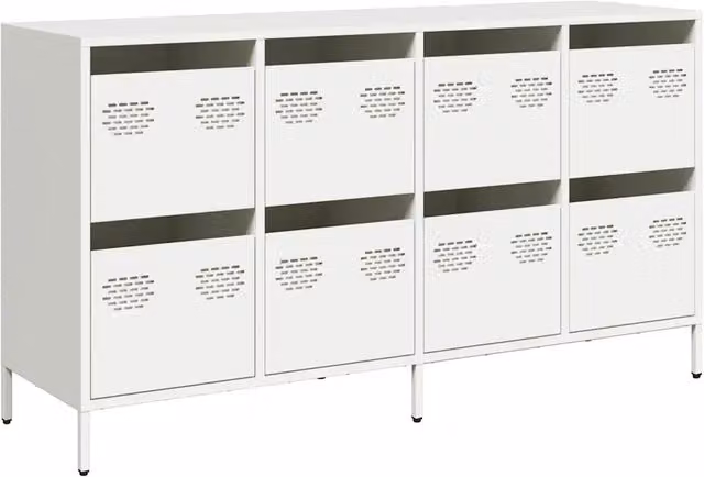 Credenza | Madia | Buffet da pranzo | Armadio da pranzo Bianca 135x39x73,5 cm in Acciaio Laminato a Freddo