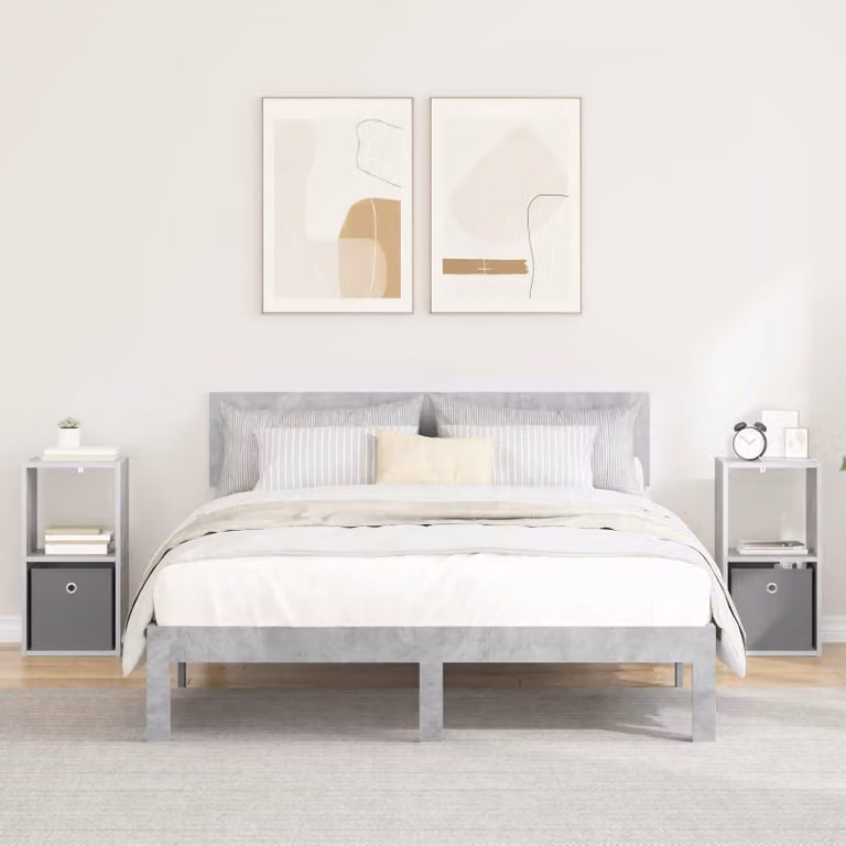 Set di 2 comodini vidaXL in stile moderno colore grigio cemento L: 30,5 cm, P: 27 cm, H: 59,5 cm