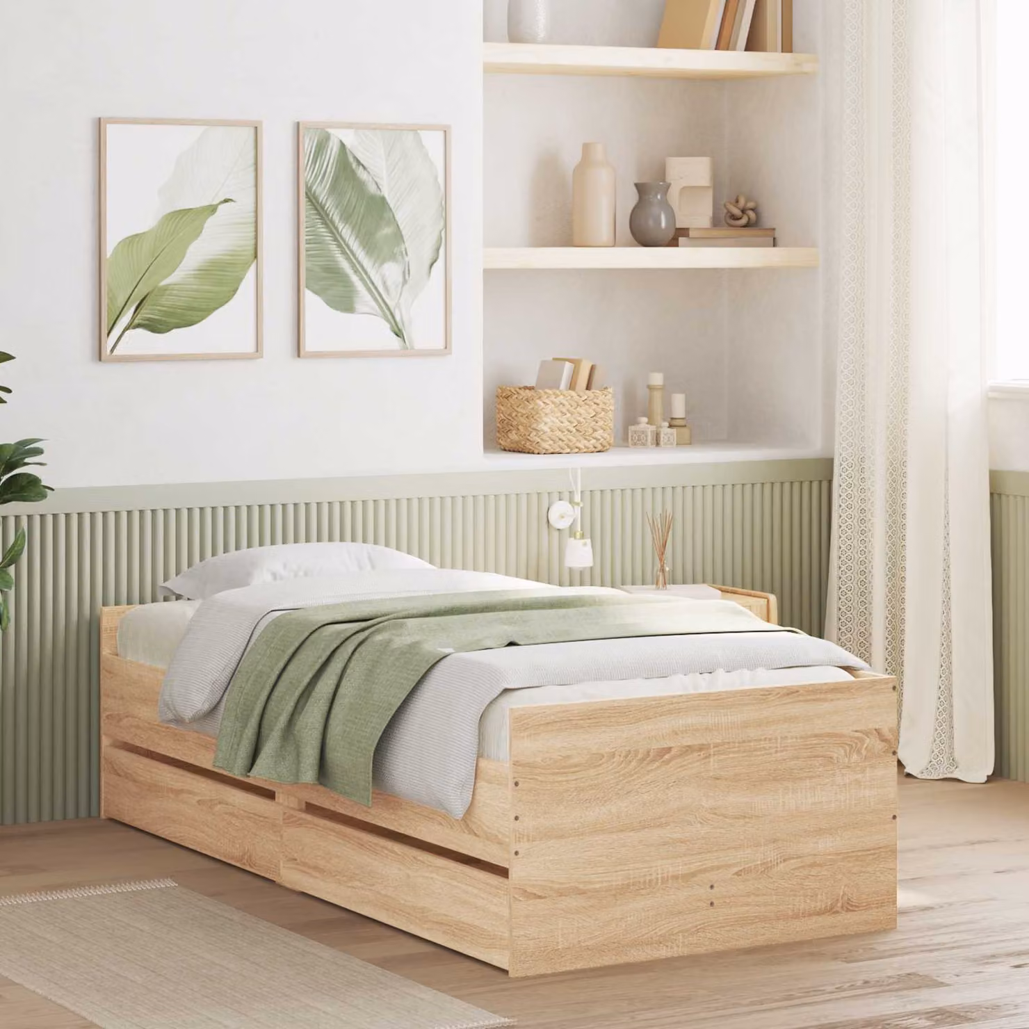 Struttura letto con cassetto vidaXL in pino massello color marrone stile rustico