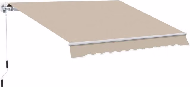 Tenda da Sole 4x2.5 m Avvolgibile a Manovella con Copertura Impermeabile, in Metallo e Alluminio, Beige