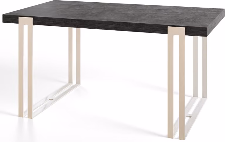 Tavolo rettangolare per sala da pranzo ROSA, dimensioni: 200X90X77 cm, tavolo da soggiorno colore: grigio scuro, con gambe in metallo bianco