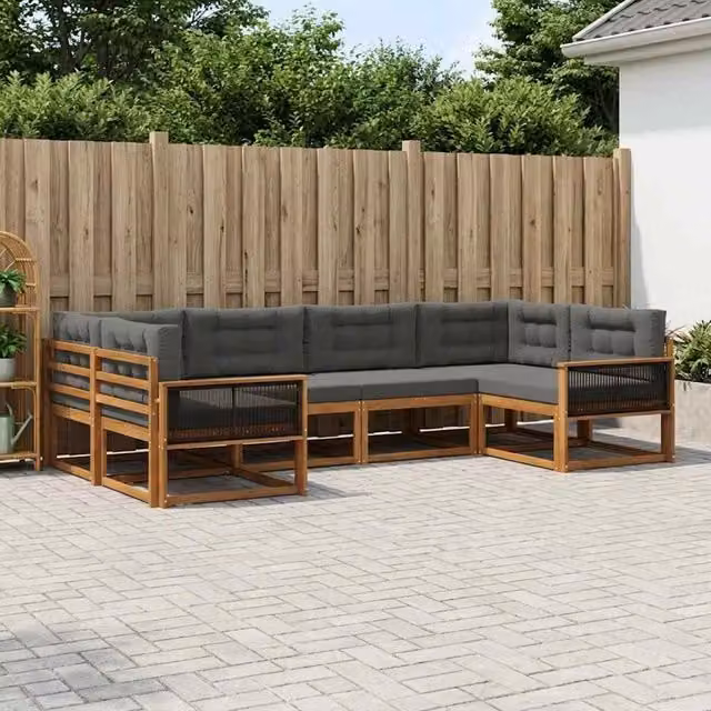 Set di divani da esterno 6 pz Naturale e Antracite 3382845