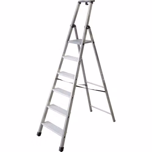 Facal Scala in Alluminio Arancio 6 Gradini Antiscivolo Portata 150 kg