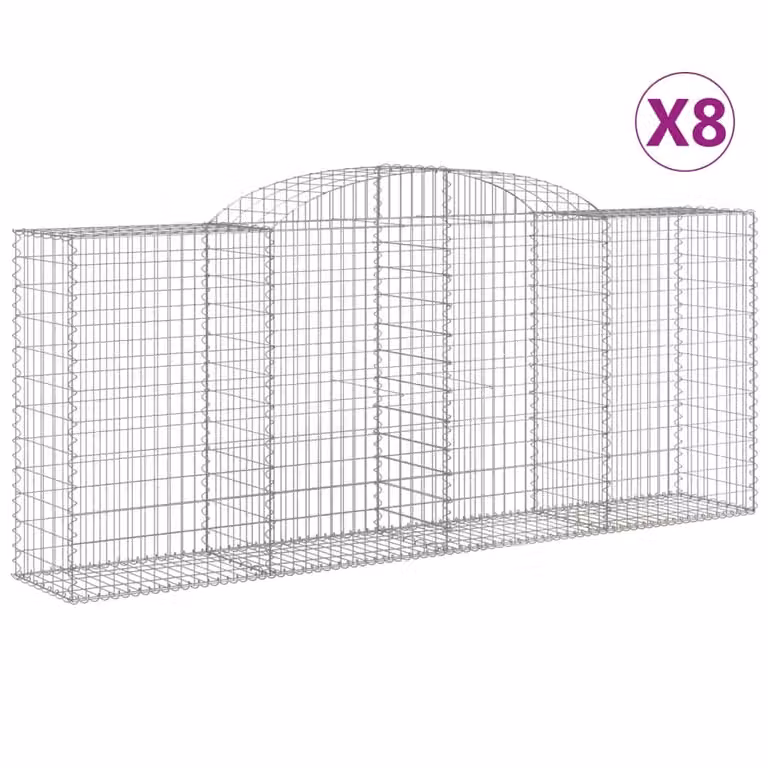 Cesti Gabbioni ad Arco 8 pz 300x50x120/140 cm Ferro Zincato
