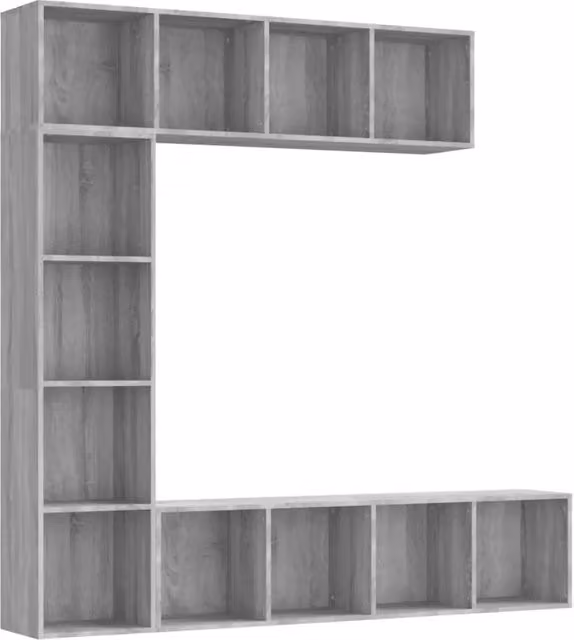 Set Mobili Libreria / Porta TV 3 pz | Armadietto TV | Mobile Porta TV Grigio Sonoma 180x30x180 cm