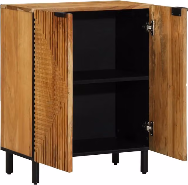 Credenza in legno di acacia e metallo stile industriale vidaXL, marrone, L: 60 cm, P: 33 cm, H: 75 cm