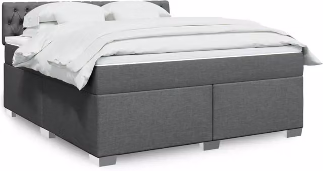 Letto a molle con materasso vidaXL in tessuto grigio e bianco L: 180 cm, P: 180 cm – 1