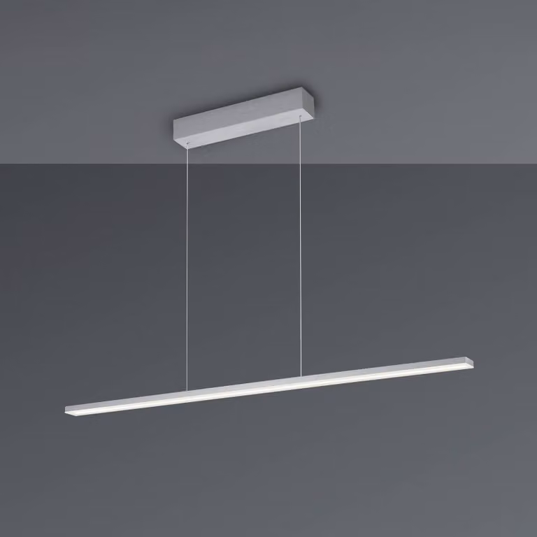 BOPP Lampada LED a sospensione Bopp Baseline 2.0, alluminio, lunghezza 119 cm dimmerabile, Alluminio / Grigio / Zincato, Soggiorno / Sala da pranzo, Alluminio, Moderno