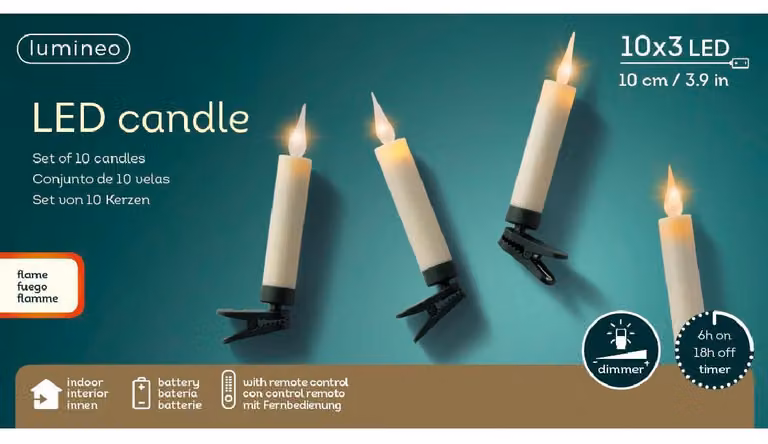 LED albero candele batteria remota scintillio 10 LED bianco caldo senza fili albero di Natale candele