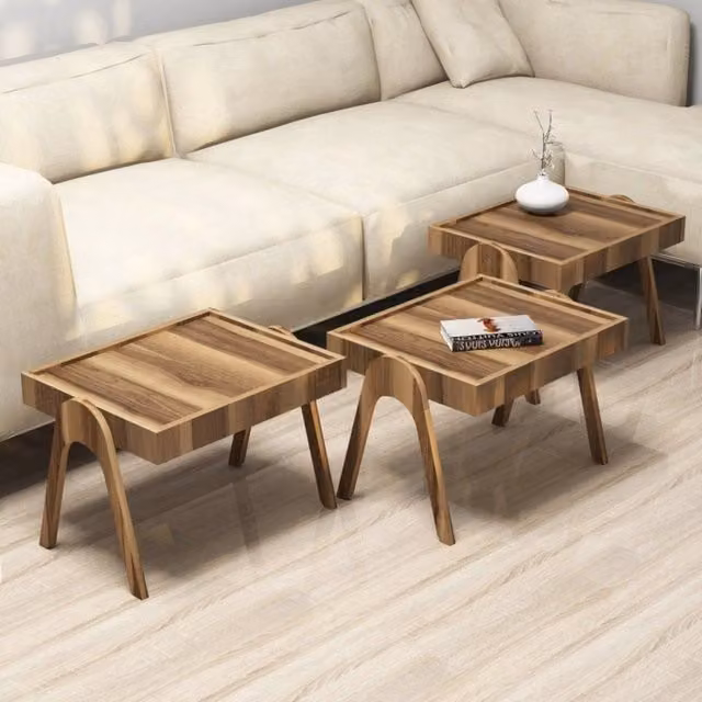 Strembo, Tavolino da Salotto Rettangolare Moderno in Legno Marrone, L/P/H: 40 x 53.6 x 64 cm