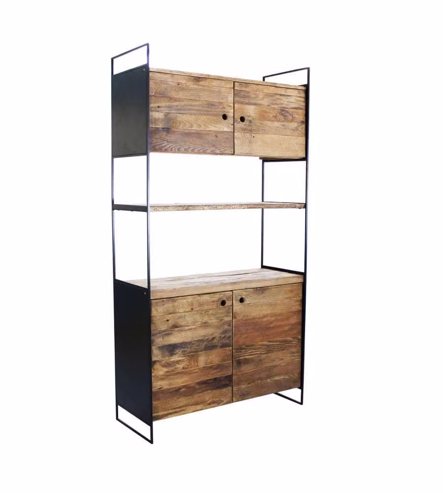 Mobile alto Cosma in pino riciclato marrone con ante a battente e ripiani interni L: 99 cm, P: 40 cm, H: 190 cm – 1