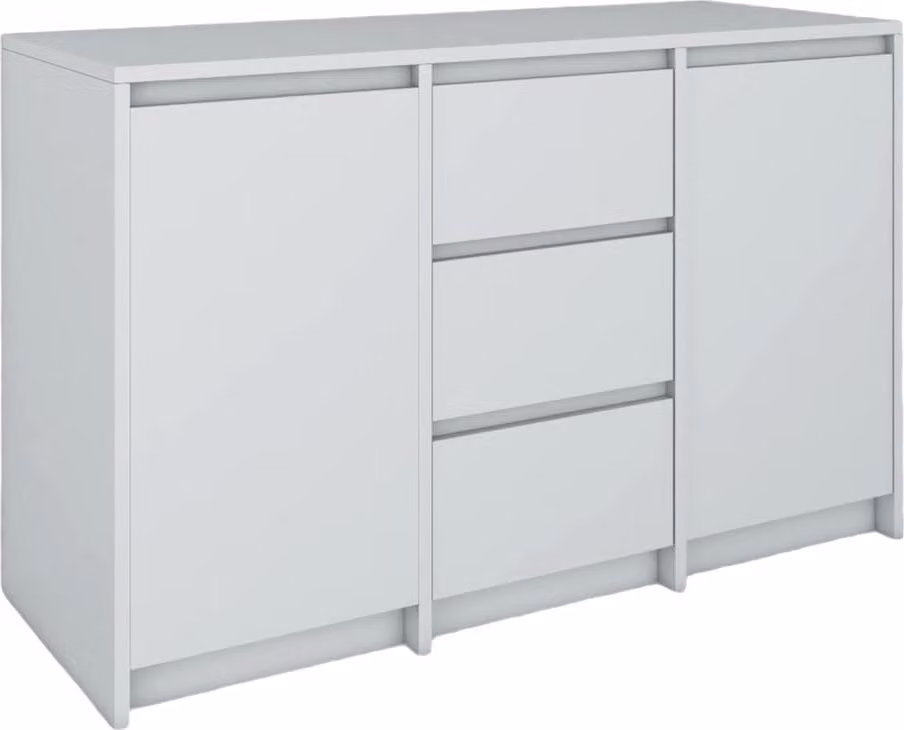 BDW, cassettiera, credenza soggiorno, 120x100cm, grigio chiaro