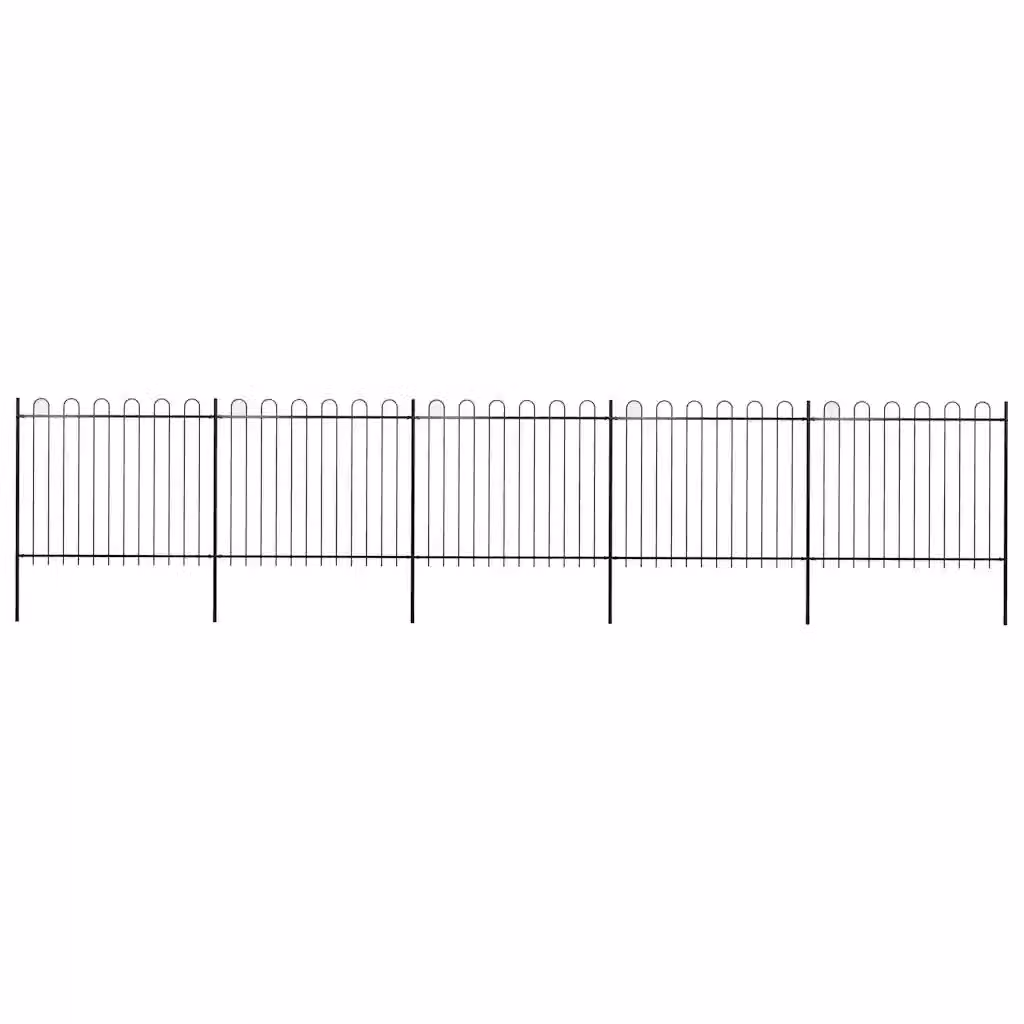 Recinzione da giardino vidaXL in acciaio con parte superiore ad anello, colore nero, L: 838 cm, H: 150 cm