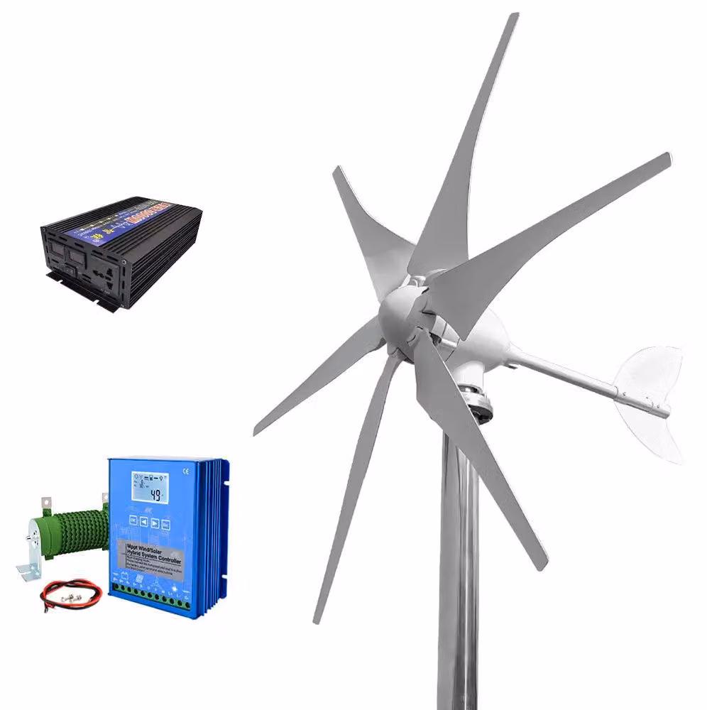 Turbina eolica - Turbina eolica - Generatore eolico - Energia eolica - 5000W - 48V - con sistema autonomo (off-grid) - 6 pale