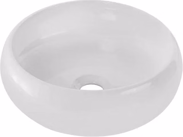 Lavabo da appoggio rotondo Meublorama in ceramica bianca lucida, Diametro: 36 cm