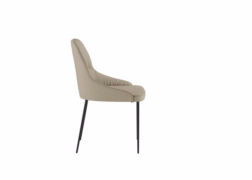 Sedia Ginevra Stones Moderna Imbottita in Tessuto Beige con Struttura in Metallo Nero Design Minimalista – 2