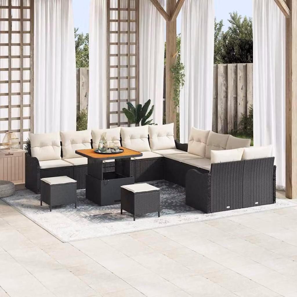 Maison Exclusive - Set da giardino con divano, 13 pezzi, rattan sintetico nero