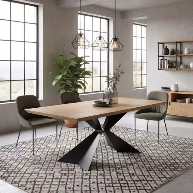Tavolo da pranzo allungabile Taurus in legno impiallacciato rovere naturale Duzzle, colore marrone, L: 200-300 cm, P: 100 cm – 1