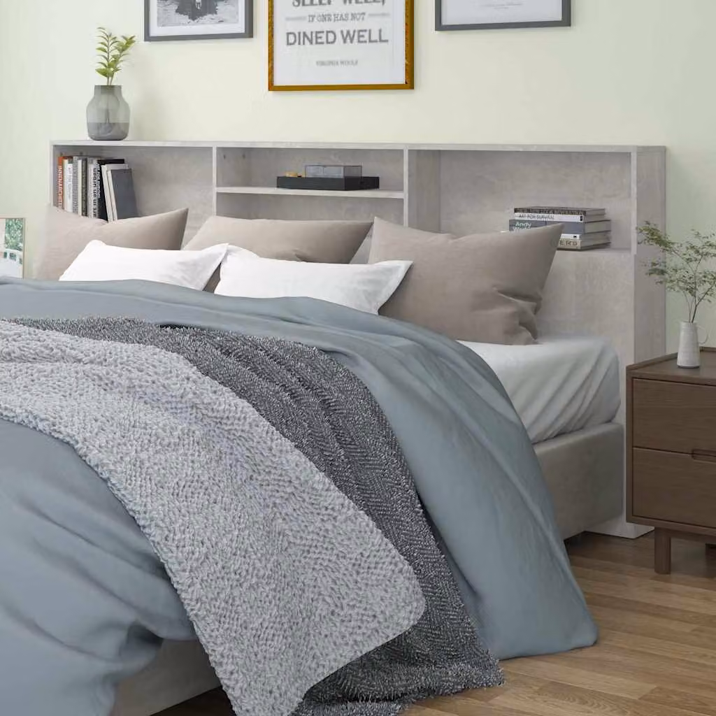Testiera con contenitore vidaXL in tessuto grigio cemento L: 220 cm, P: 19 cm, H: 101,5 cm