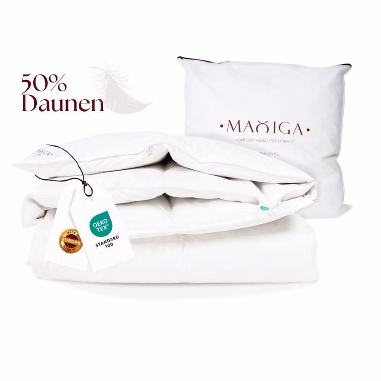 Piumino invernale Maxiga 155x220cm, 3000g, 50% piumino, 50% piumette, caldo piumino a cassetta, 100% cotone, ipoallergenico