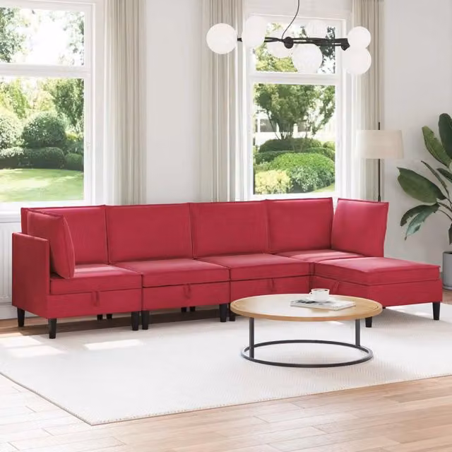 Set di mobili per il soggiorno 5 pz Rosso Vino Velluto 3413751