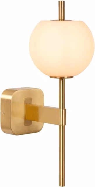 Applique da bagno ELDA Lucide in oro e vetro bianco con diffusore a sfera, attacco G9, protezione IP44